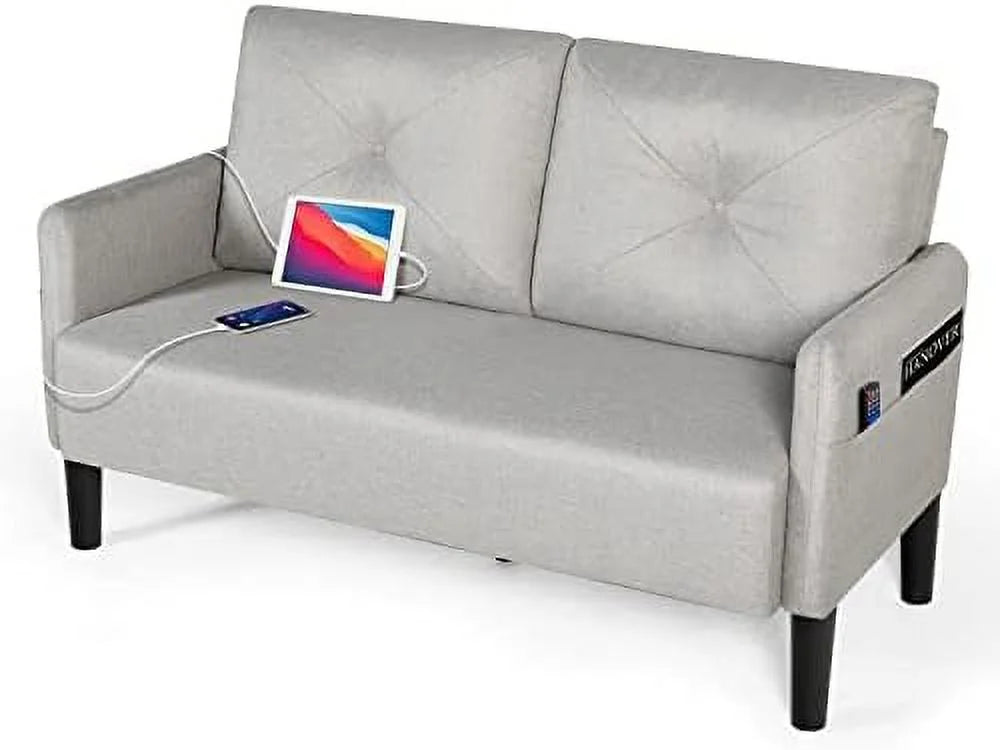 Modern Fabric Loveseat Sofa with 2 USB Charging Ports P2268