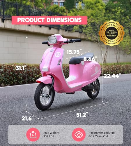 2 Wheel 24V Kids Electric Motorcycle with Music Headlight 3 Speed Pink S338