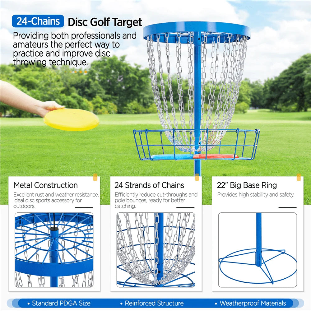 Portable Disc Golf Basket with 3 Discs and Carrying Bag Q66160