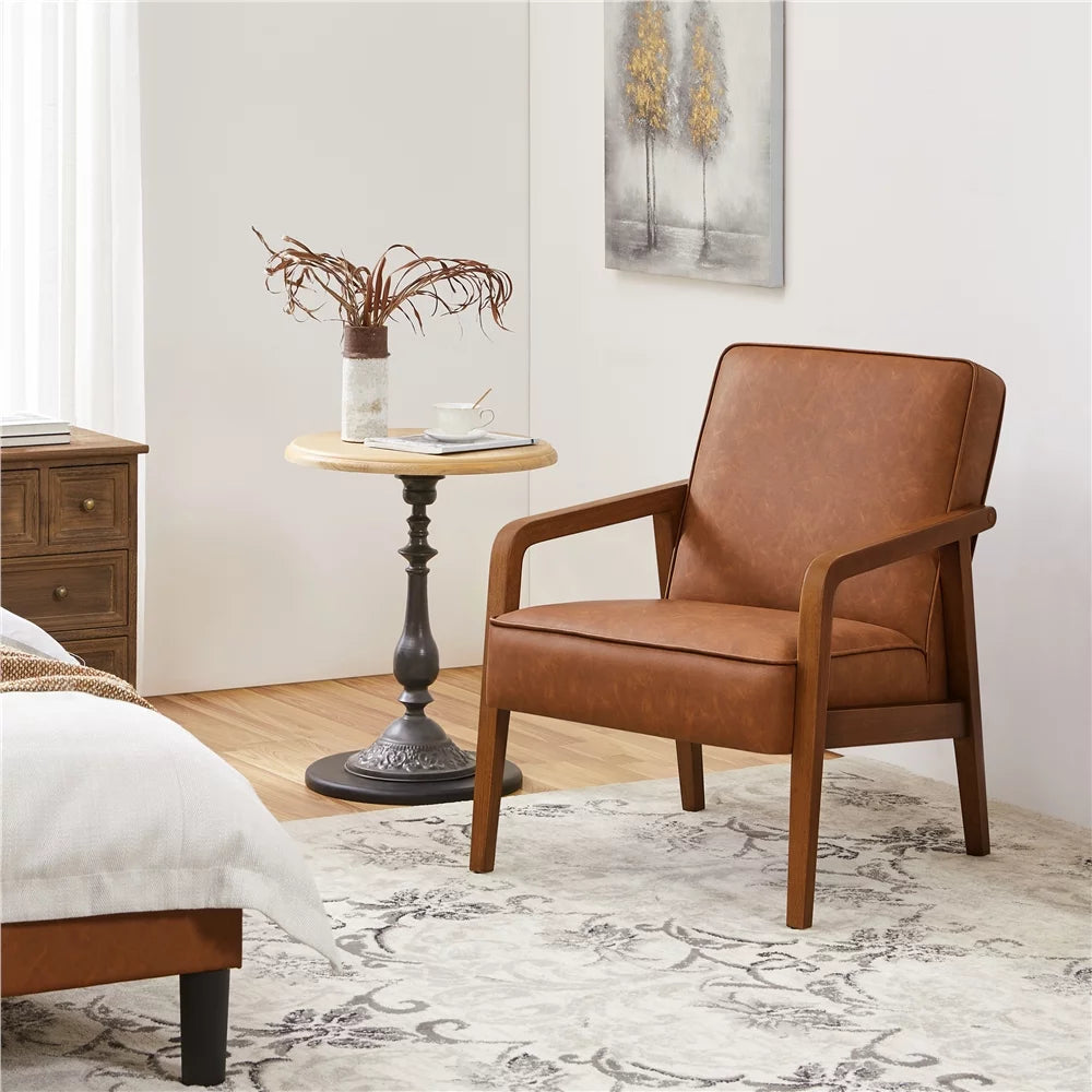 Light Brown Faux Leather Armchair U89396