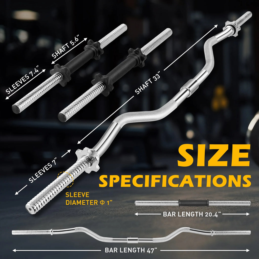 66LB 2 in 1 Olympic Adjustable Weight Set with Curl Bar O5585
