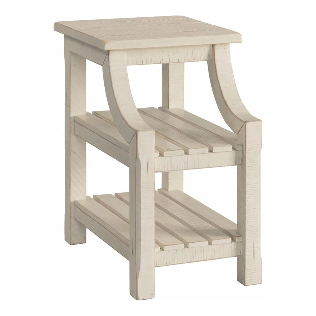 Antique White Solid Wood Chairside Table with Power Q991421