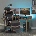 Black Grey Gaming Chair with Footrest and Massage K134118