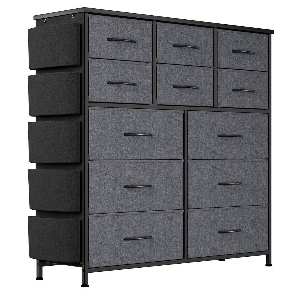 12 Drawer Fabric Dresser with Wood Tabletop B5452