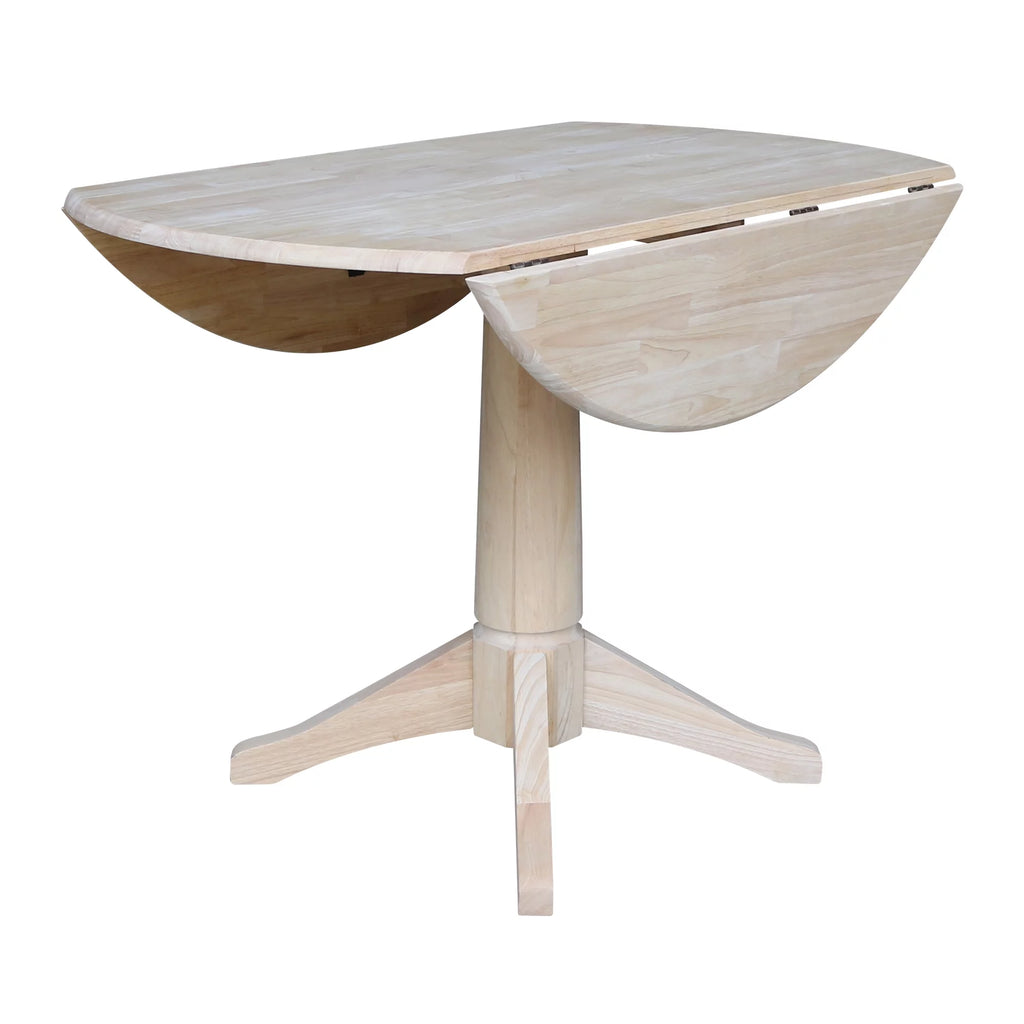 42" Round Solid Wood Dual Drop Leaf Pedestal Table R71045