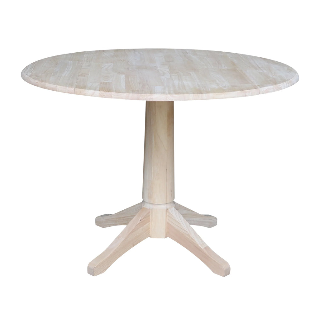 42" Round Solid Wood Dual Drop Leaf Pedestal Table R71045