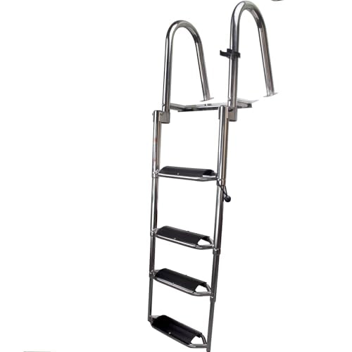Heavy-Duty Stainless Steel Pontoon Boat Ladder with Handrails B734