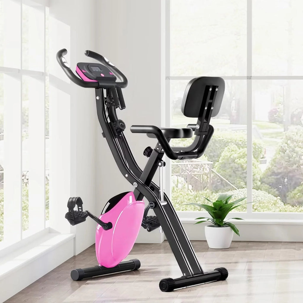 Foldable Magnetic Exercise Bike 300 lbs with Backrest R838