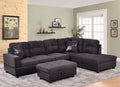 3 PCS L-Shaped Sectional Sofa Set with Storage Ottoman and Pillows Q804478