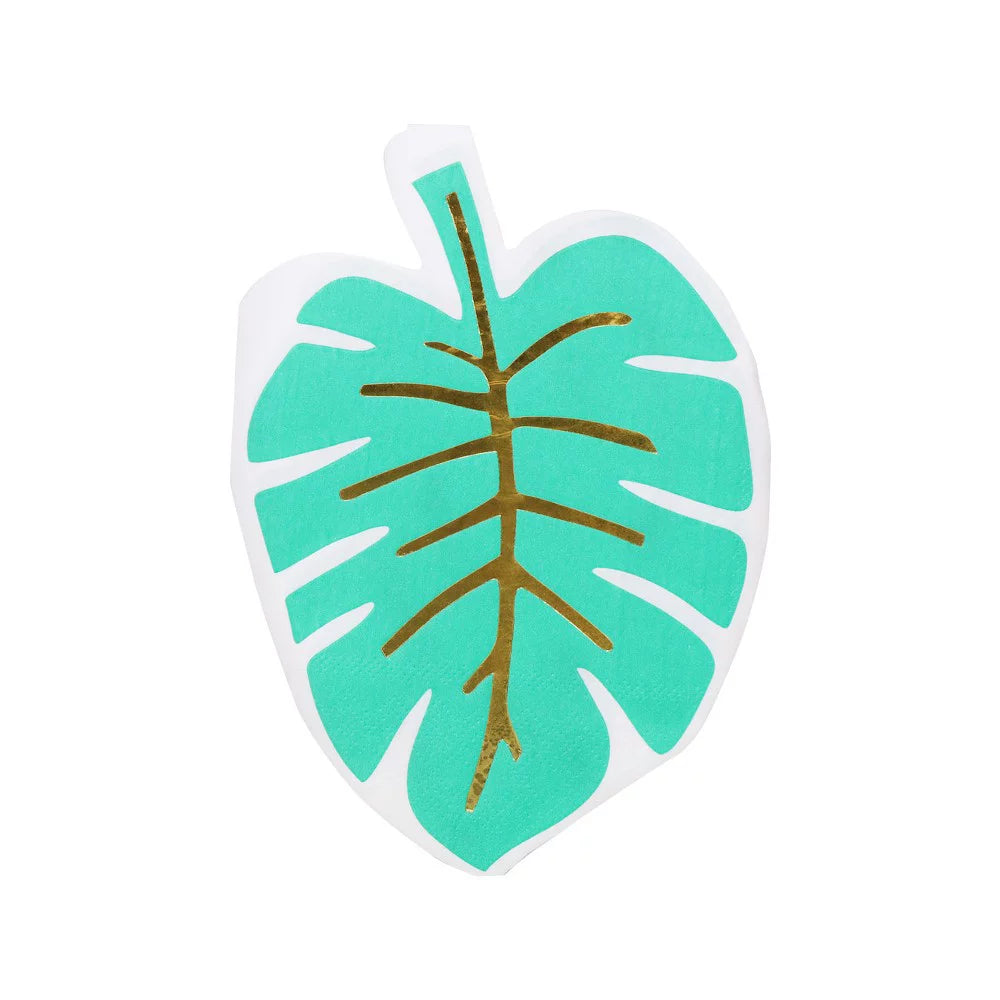 Palm Leaf Shape Beverage Napkin Turquoise L9839