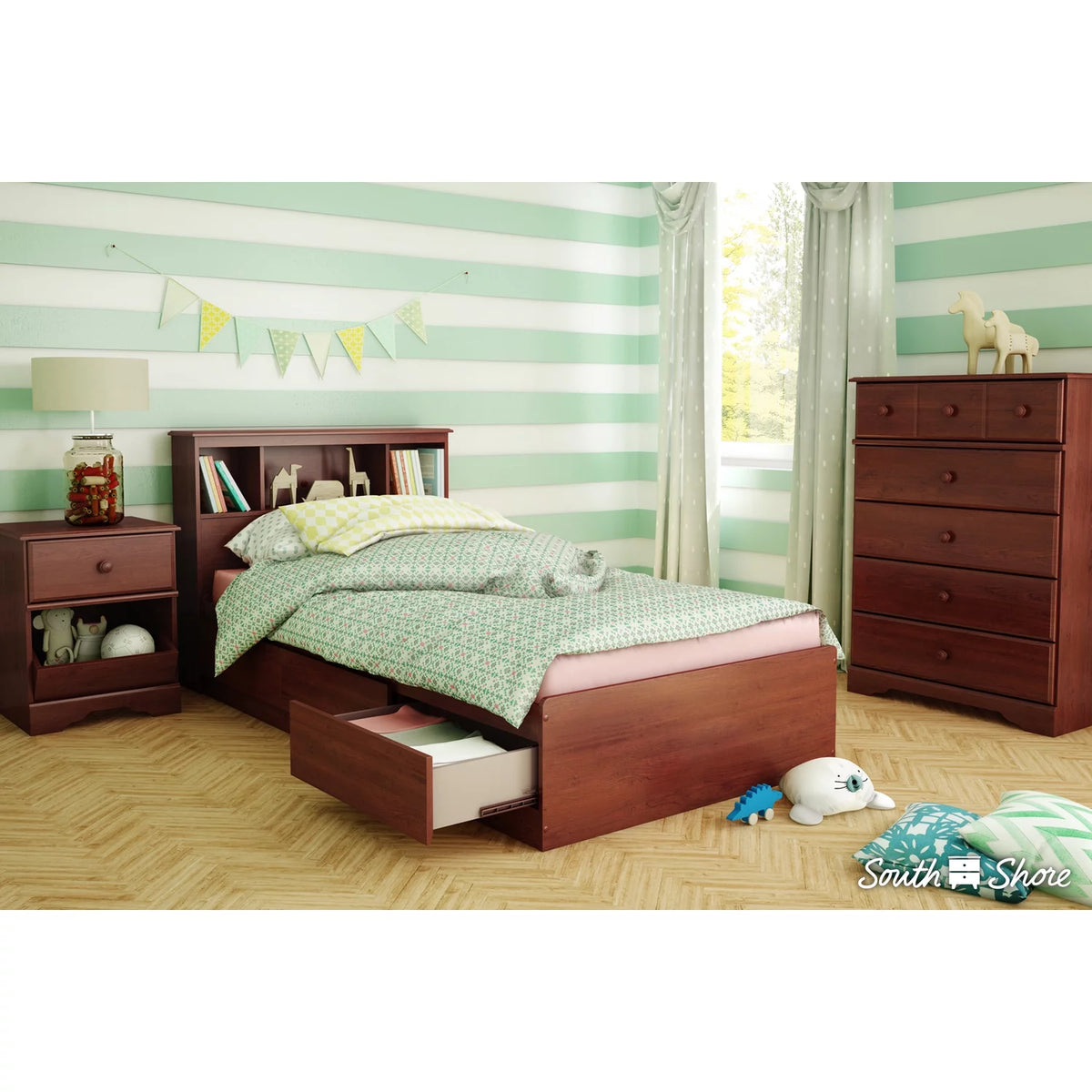 Twin Bookcase Storage Bed A7021