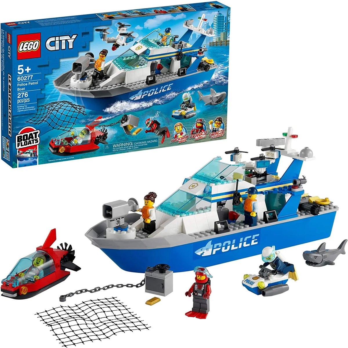 Police Patrol Boat Building Kit 276 Pieces F3125