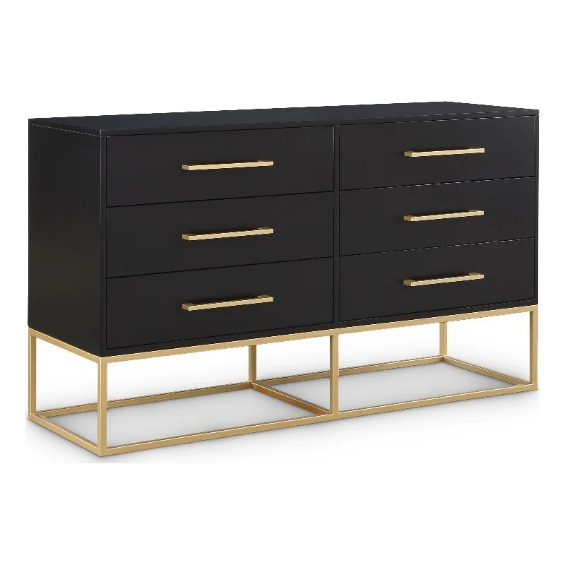 Black Dresser with Gold Metal Legs and Handle A8084