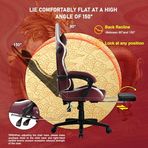 Blue Ergonomic Gaming Chair with Footrest R4799