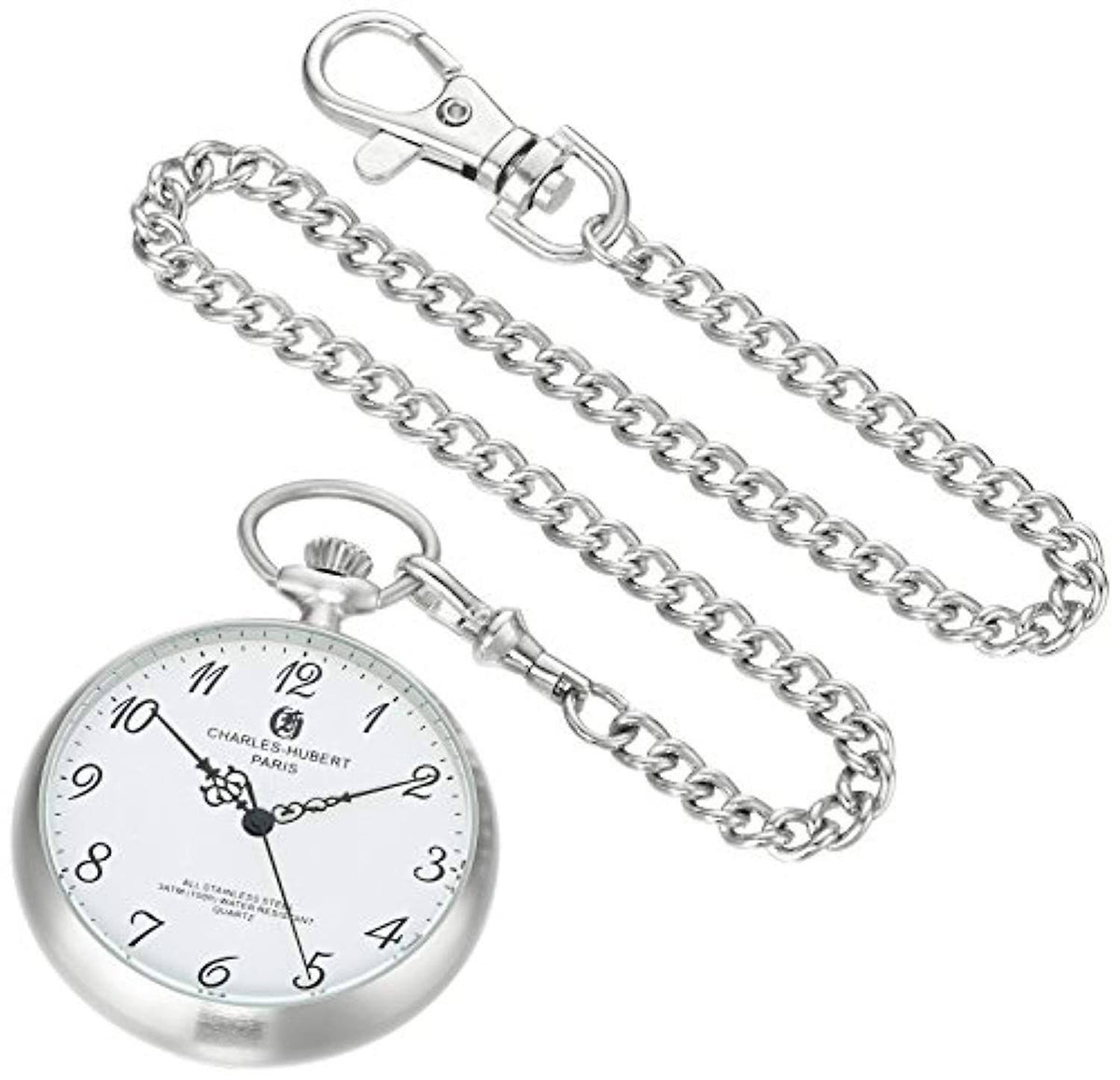 Solid Stainless White Dial Full Face Pocket Watch T297110