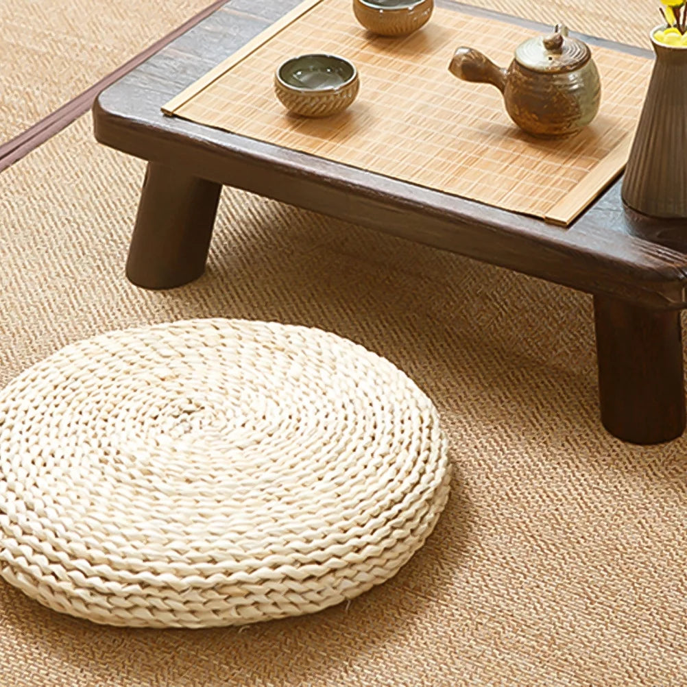 Round Straw Weave Floor Pillow X472