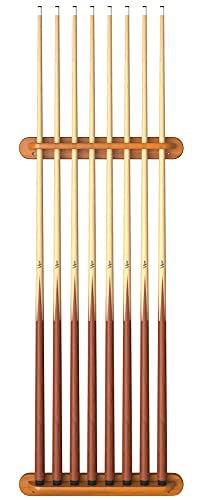 Solid Oak Wall Mounted Pool Cue Rack, Holds 8 Cues R4856