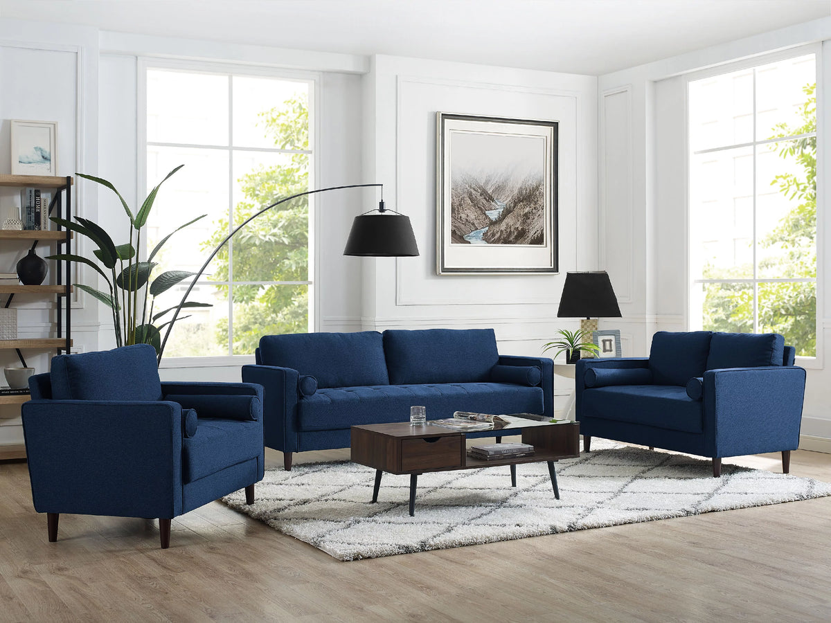 Navy Blue Fabric Lounge Chair O580763