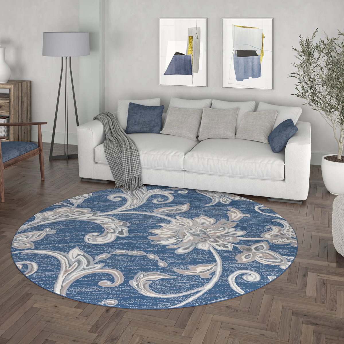 6ft Round Navy Area Rugs X85828