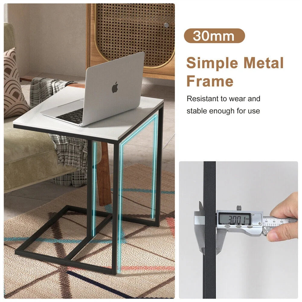 C Shaped Side Table Marble White Top K1028