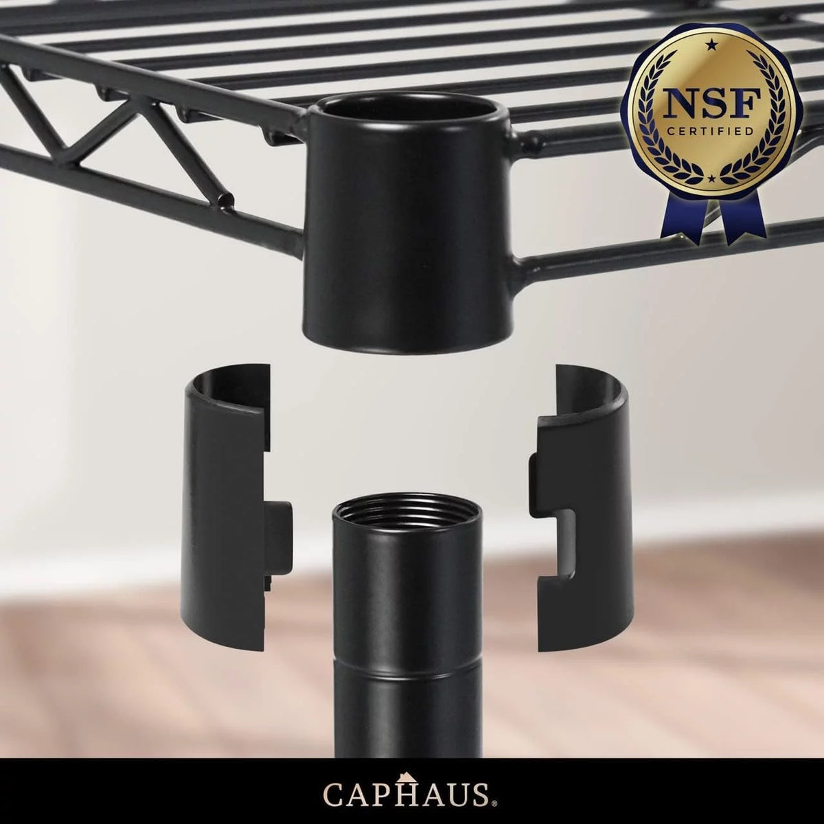 Black 4-Tier Adjustable Metal Wire Shelving Unit with Wheels Z981