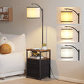 Black Floor Lamp with Table and 2 Drawers Y1456