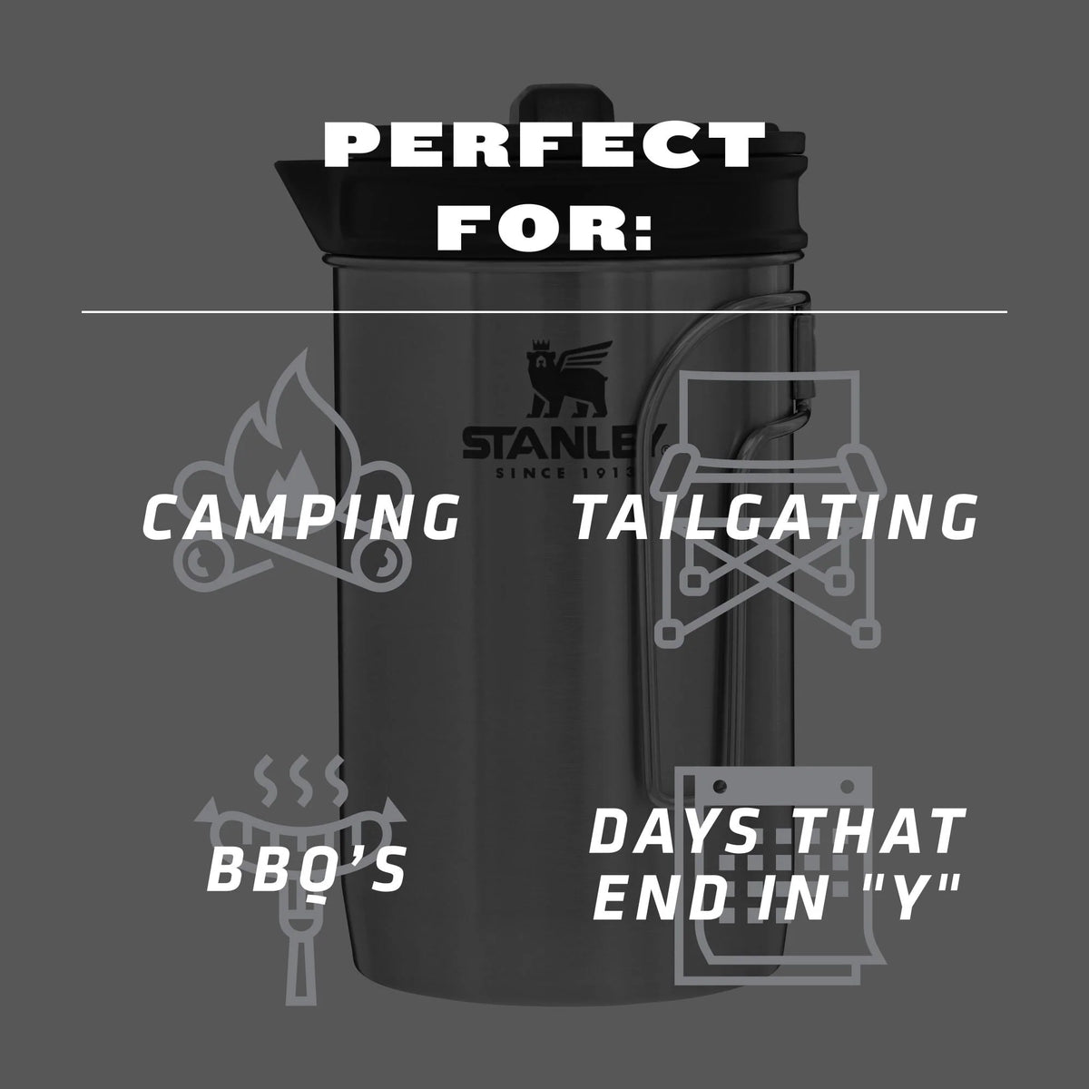 Stainless Steel Camping French Press Coffee Maker, 32 oz C964929