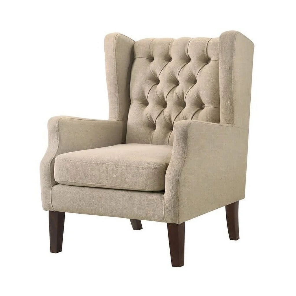Linen Button Tufted Wingback Chair Blue C350329