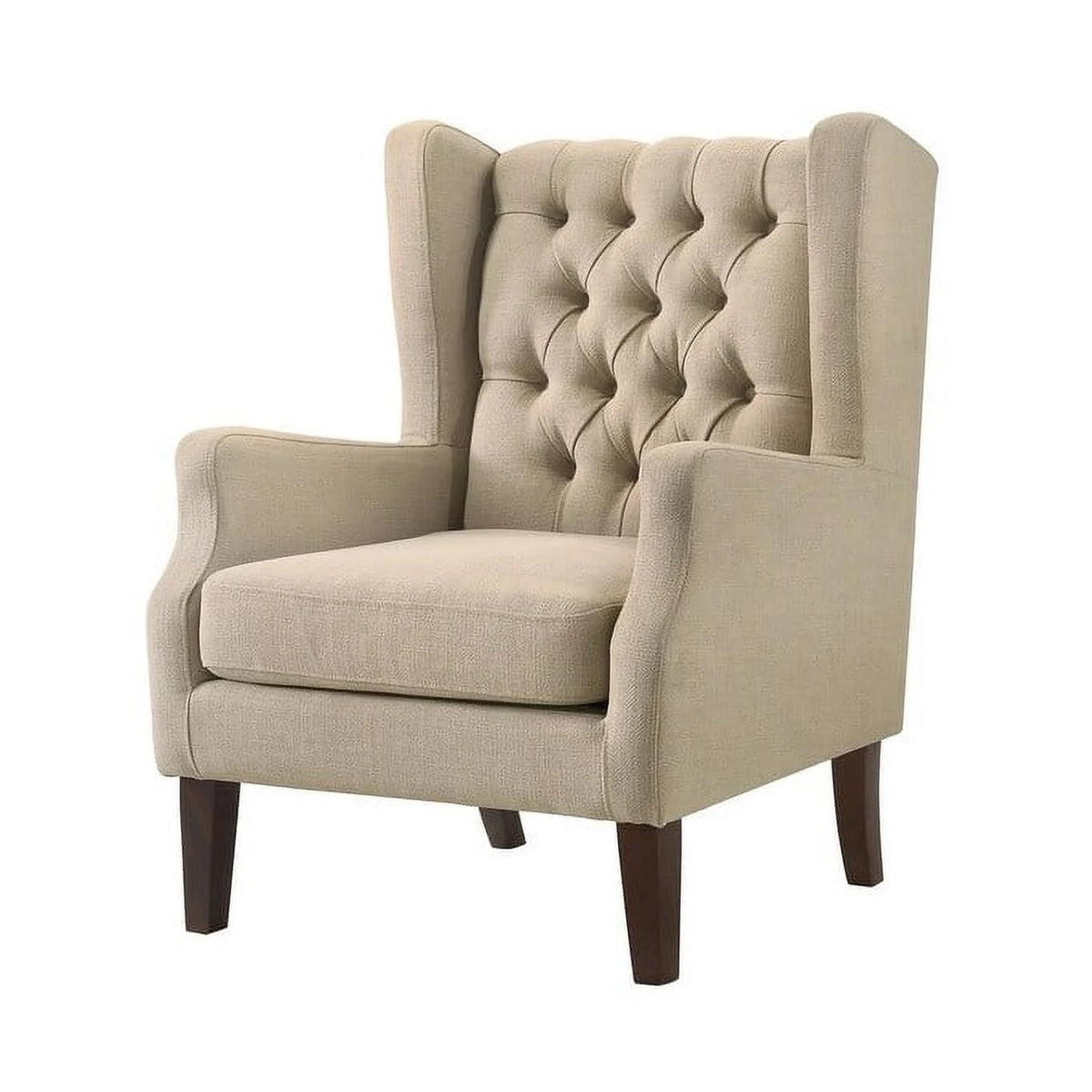 Linen Button Tufted Wingback Chair Blue C350329