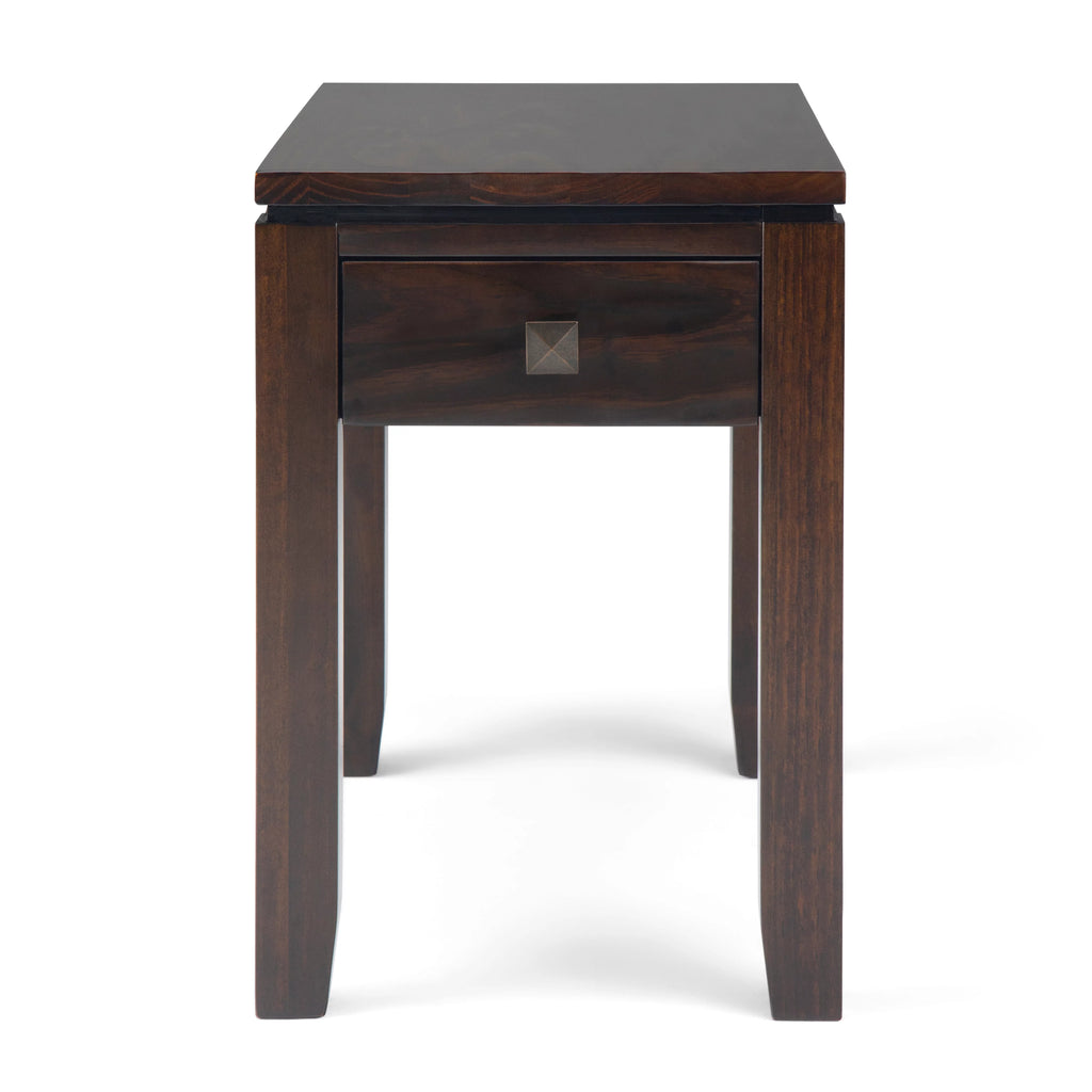 Solid Wood 14 inch Wide Rectangle Narrow Side Table in Mahogany Brown R488