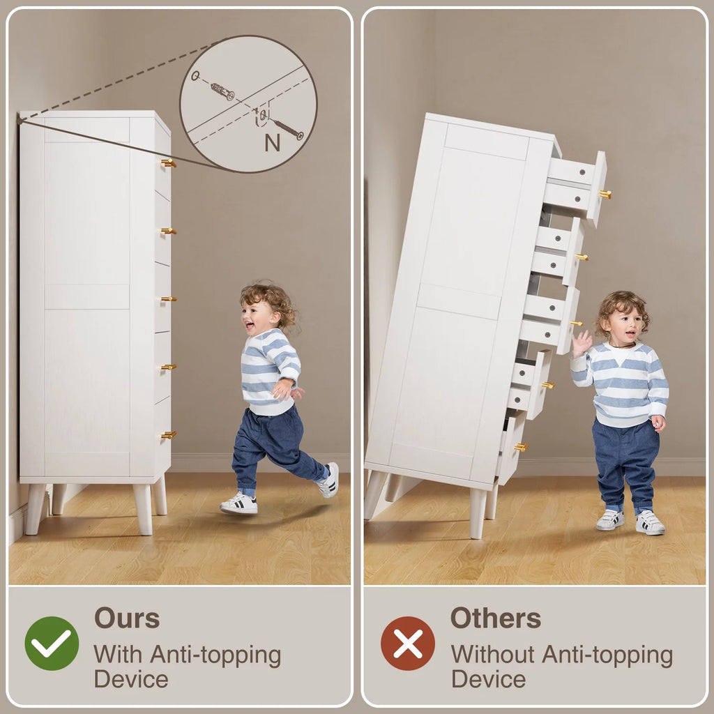 White 5 Drawer Dresser with Metal Handles X28952