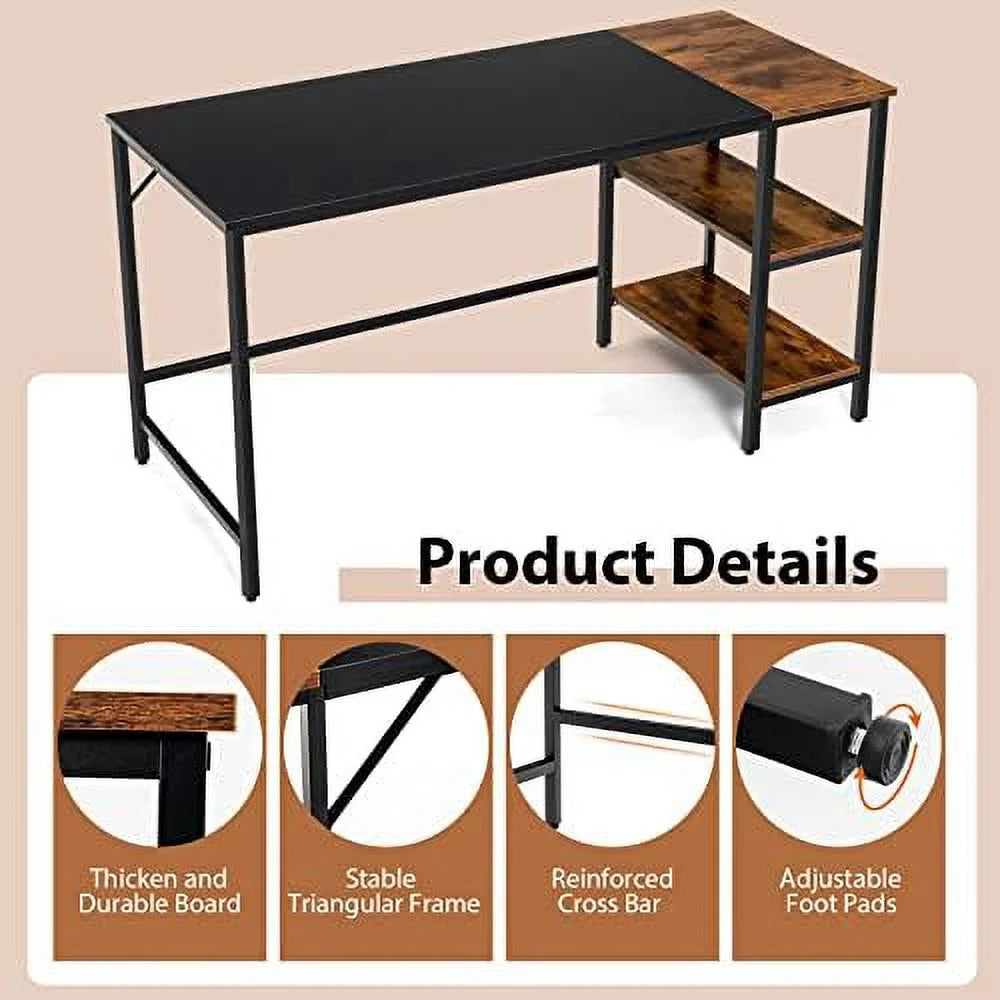 55” Computer Desk with 2-Tier Shelves R65261