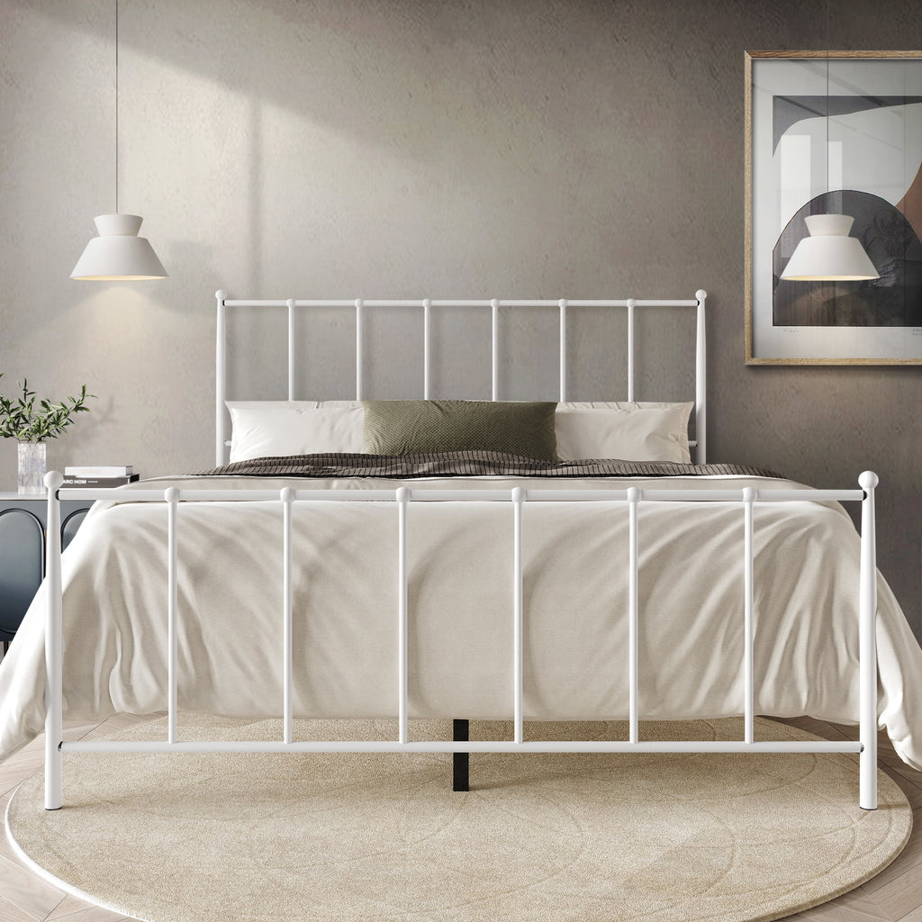 Twin Size White Metal Platform Bed Z973240