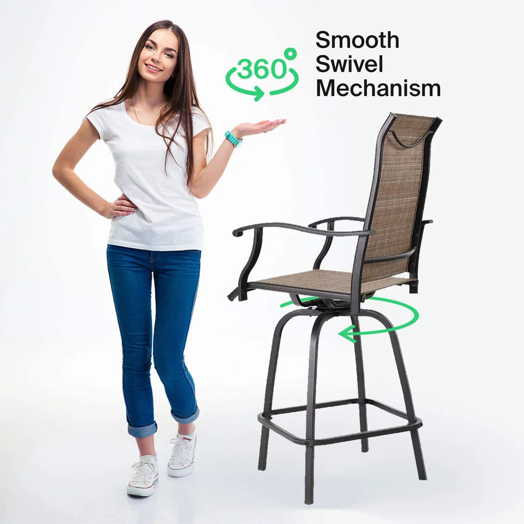 3 Piece Swivel Stools Set with Dining Chairs and Cafe Table S649456