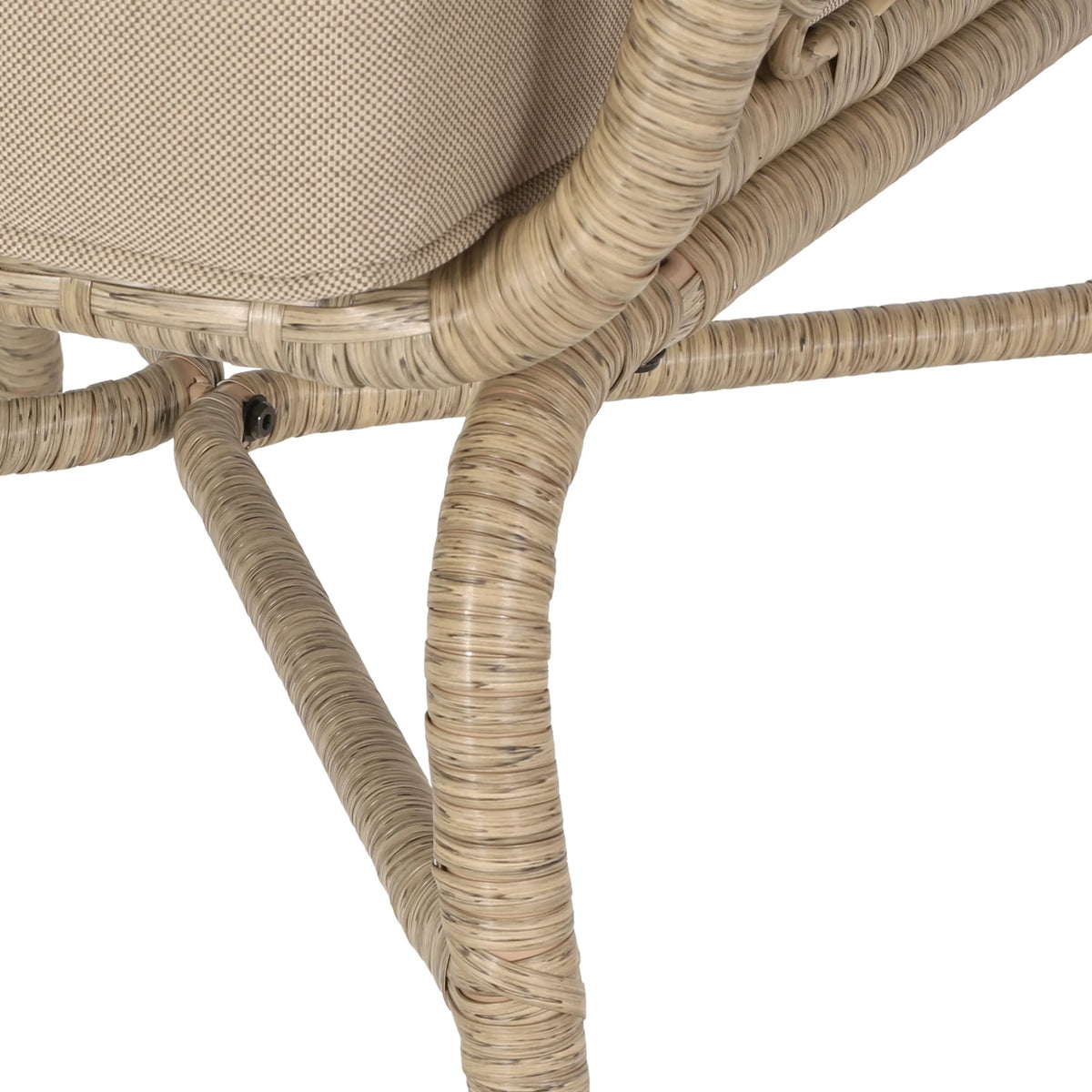 Light Brown and Beige Wicker Club Chairs with Cushions, Set of 2 G24049