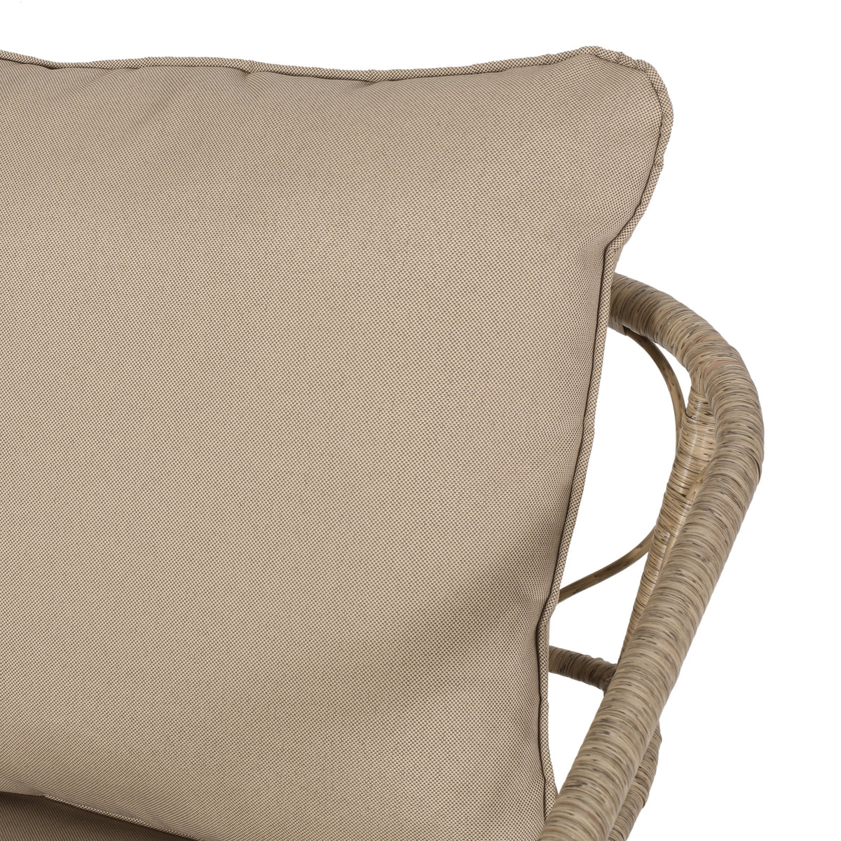 Light Brown and Beige Wicker Club Chairs with Cushions, Set of 2 G24049