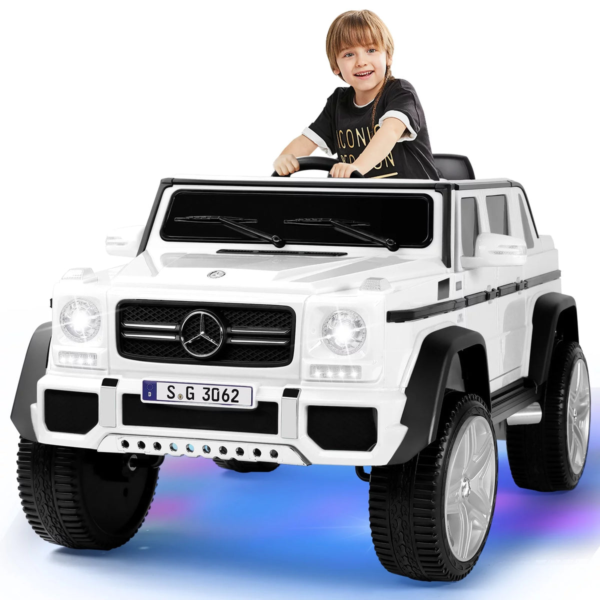 12V Kids Ride On Car with Remote Control, 3 Speeds, LED Lights, Bluetooth, Music (Pink) T522
