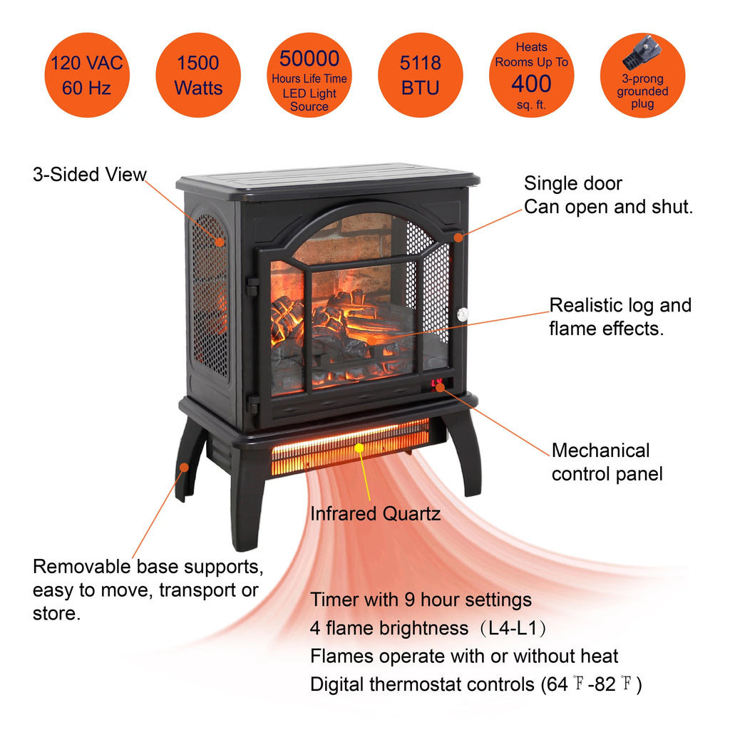18 Inch 3D Infrared Electric Stove with Remote Control M256112