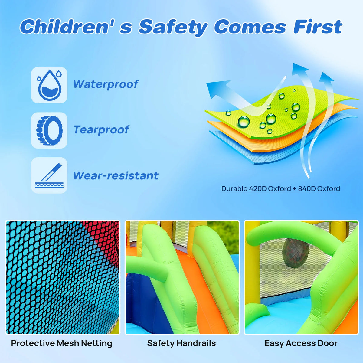 7 in 1 Inflatable Water Park with Slide Splash Pool O684345