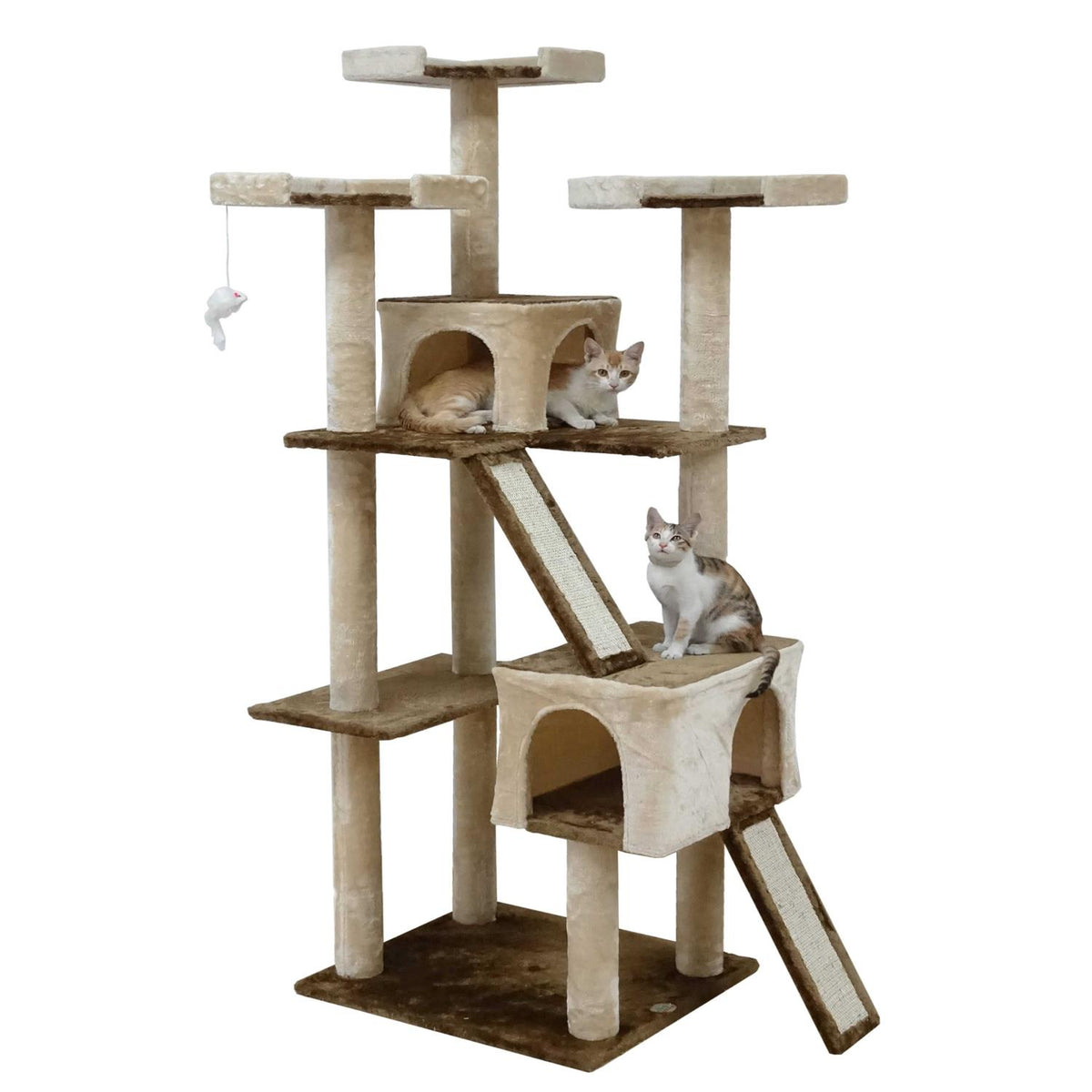 71 in. Cat Tree House with Sisal Scratching Board E980946