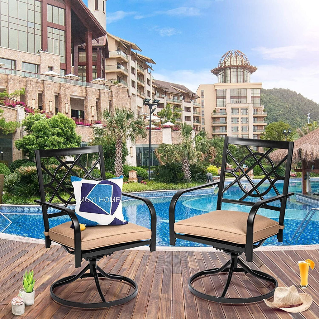 Outdoor Patio Metal Swivel Rocker Dining Chairs Set of 2 L558
