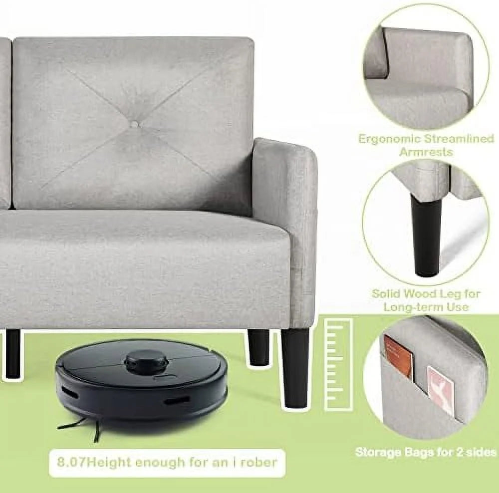 Modern Fabric Loveseat Sofa with 2 USB Charging Ports P2268