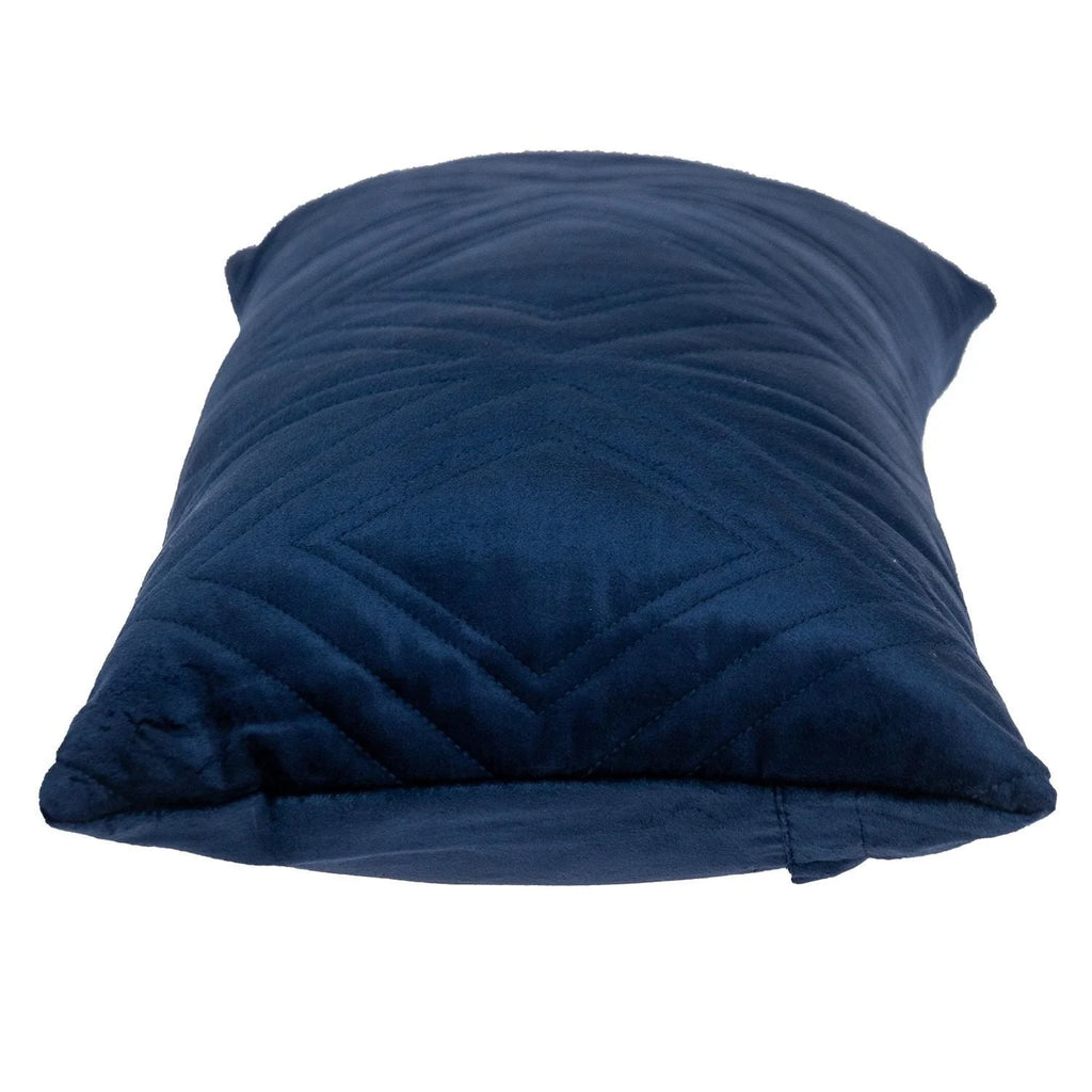 Navy Quilted Velvet Lumbar Pillow M805
