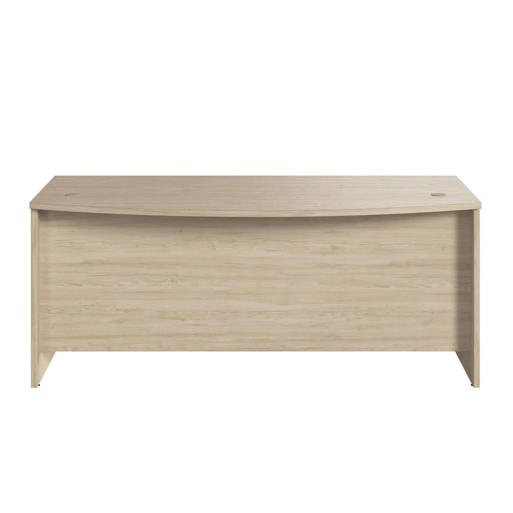 72W x 36D Bow Front Desk in Natural Elm Engineered Wood Q27760