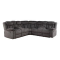 Dark Brown Fabric Sectional Sofa with Cup Holders P387