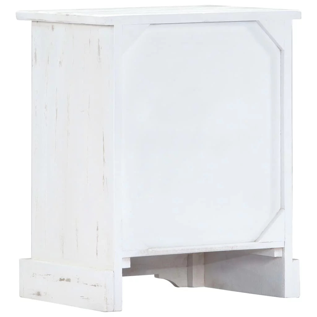 White Mango Wood Bedside Cabinet with Drawer and Door L6870
