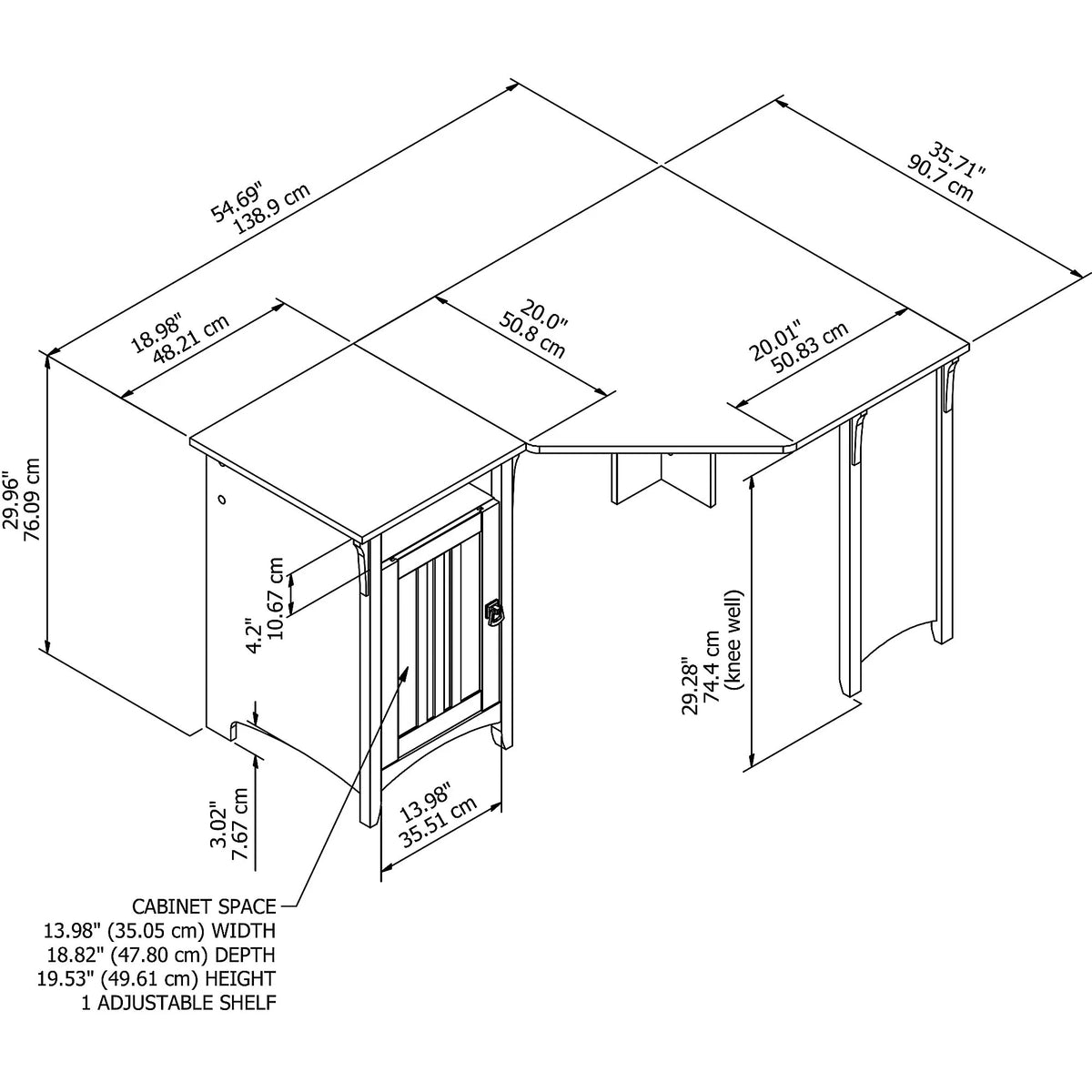 Antique White Corner Computer Desk with Storage Q55943
