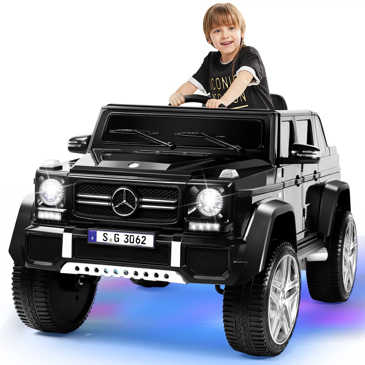 12V Kids Ride On Car with Remote Control, 3 Speeds, LED Lights, Bluetooth, Music (Pink) T522