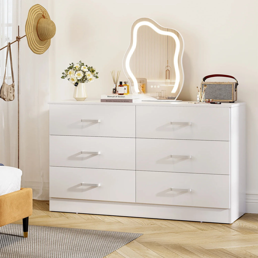 Black 6 Drawer Wood Double Dresser Y28664