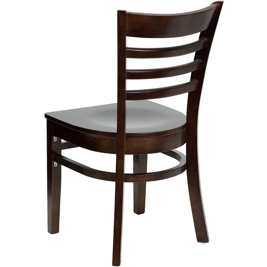 2 Pack Ladder Back Walnut Wood Chair X7848
